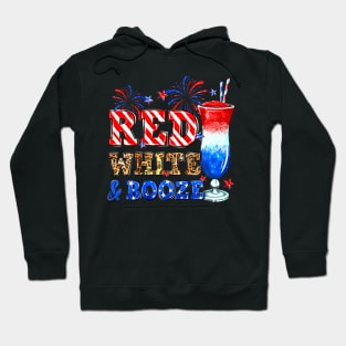 Red White &amp; Booze Summer Funny Drinking 4th of July USA Hoodie